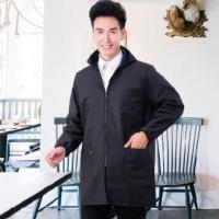 黑色防水加绒XXL100-130斤 男加加厚罩衣长袖腰围裙罩衣帽时绒面加厚码绒尚无男式款干活大围