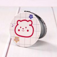 红色小熊 小镜子便携女随身携带小号折叠翻盖式学生宿舍桌面可立手持化妆镜