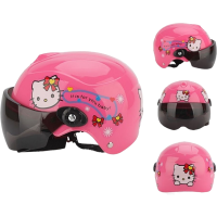(粉色)Kitty猫2-8岁 普通透明镜片 儿童头盔冬季保暖摩托车电动车头盔2-14岁夏季四季宝宝卡通安全帽