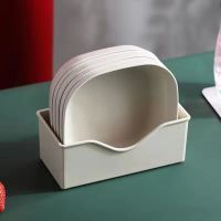 米色 加深方碟子5个装【不带底座】 小麦秸秆创意吐鱼骨头碟子家用圆形水果盘子菜盘餐桌垃圾渣小碟子