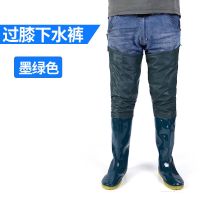 绿色腿裤 平底 37 半身过膝男女下水裤 加厚超高筒雨靴防水插秧鞋捕鱼钓鱼鞋抓鱼裤
