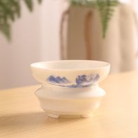山水茶漏 云煜茶漏茶滤陶瓷过滤网茶叶茶隔功夫茶具配件白瓷泡茶漏斗
