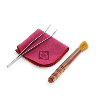 不锈钢茶夹茶巾茶刷三件套送杯叉 茶具配件黑檀木茶笔茶刷毛刷不锈钢茶夹竹质茶夹杯叉吸水毛巾茶巾