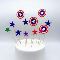 (美国队长12支/套)5套 儿童节蛋糕装饰品蜘蛛侠摆件7只装塑料公仔男孩玩具生日蛋糕烘焙