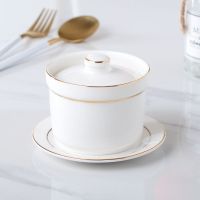 3.5寸金直身炖盅+碟+勺180ML 陶瓷炖盅家用隔水带盖汤盅燕窝蒸蛋盅甜品盅煲汤罐沙县商用小炖罐
