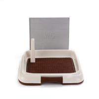 咖啡色 小号 狗厕所 网格平板式立柱宠物便盆带墙面狗尿盆 宠物厕所清洁用品