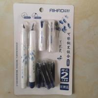 一卡2支钢笔 爱好两支大小尖青花瓷墨囊抽墨两用钢笔学生书写练字正姿笔