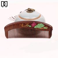蜻蜓点水 彩绘短款无流苏普通装 彩绘礼盒装檀木梳子女学生韩版可爱少女心长发梳子家用化妆按摩梳