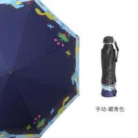 (手动)藏青恐龙 防回弹全自动儿童雨伞男小学生男童女童折叠轻便小安全专用雨具伞