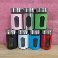 银色 户外烧烤调料瓶不锈钢调料盒玻璃辣椒粉瓶椒盐孜然粉瓶撒料套装