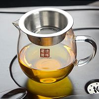 加厚龙蛋配过滤网400ml 加厚耐热玻璃公道杯带茶漏套装茶海分茶器四方公杯带网过滤一体式