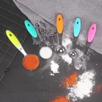 硅胶防滑量勺[5件套] 量勺不锈钢量杯刻度量杯烘焙五件套硅胶塑料带刻度克数勺厨房量杯