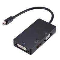 黑色 MiniDP转DVI HDMI VGA三合一笔记本电脑视频输出转接多功能扩展卡