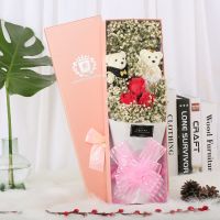 白色小熊款款48cm 礼盒(含花束+礼盒+灯带) 创意满天星干花花束礼盒物七夕情人节送男女友生日真花毕业拍照花