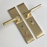 门厚度5cm 左外单活 金色防盗门把手门锁拉手面板执手防盗门通用型235孔距把手锌合金