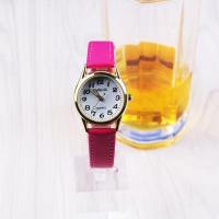 金白面玫红带 夜光防水手表女士学生男女表女款皮带小表盘简约复古女表大数字