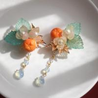 小橙子 一对 原创小橙子 古风汉服配饰发饰可爱春天少女橙色小橘子发夹对夹