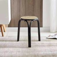 黑腿红花 圆凳子餐厅凳子小板凳木凳子折叠凳子饭店皮凳子家用凳子45厘米高