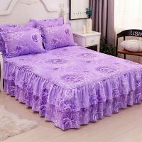 玫瑰爱人-紫 1.2米床[单件床裙]D ins磨毛韩版床裙三件套床上用品公主风床裙枕套单件防滑床罩款