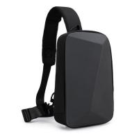 灰色 包包男女通用多面体斜挎硬壳防水机能背包男士胸包