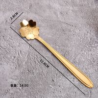 金色 樱花 樱花勺幻彩咖啡搅拌勺不锈钢勺子搅拌工具多彩镀金雪花瓣咖啡勺