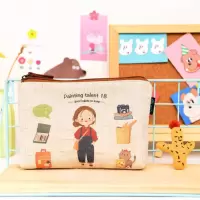 旅行女孩-化妆包 原创日系布艺可爱少女大容量化妆包女便携ins超火旅行随身补妆包