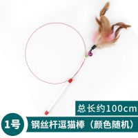1号钢丝杆逗猫棒(颜色随机) 宠物猫猫玩具套装猫咪玩具逗猫棒组合仙女棒羽毛铃铛棒鱼竿羽毛棒