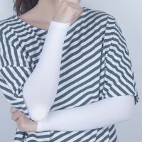 白色-直筒款[UPF40普通版] 均码 MeeU防晒袖套冰袖女防紫外线冰丝手袖护臂男袖子手臂手套夏季薄款