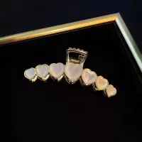 爱心猫眼抓夹（约8cm） 猫眼抓夹夏季大号后脑勺发夹仙女气质法式盘发发卡发抓鲨鱼夹发饰