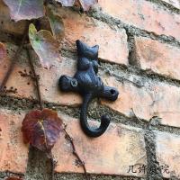 图片色 铸铁铁艺小猫挂钩 单钩墙钩 复古家居杂货花园装饰 墙挂壁饰钩子