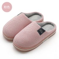 粉色[半包跟] 36-37适合35-36脚穿 保暖鞋男士棉拖鞋带后跟室内家居家用厚底防滑情侣包跟棉鞋女冬季