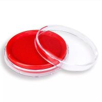9863圆形直径80mm红色1个 Deli得力印台财务会计印泥盒印泥印章快干印台印油便携指纹按手印