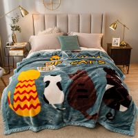 背影猫 100*120cm约1.5斤[加厚] 南极人拉舍尔毛毯加厚双层被子单双人珊瑚绒毯秋冬季床单学生盖毯