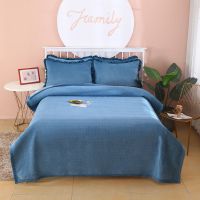 宝蓝色[华夫格3D] 50X80cm[直边]花型随机 南方生活水晶绒床盖加厚保暖防滑床单3D华夫格榻榻米单双人大盖毯