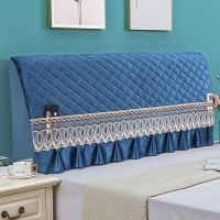 优雅深蓝 长150高70厚30厘米可用 床头罩套简约现代布艺全包实木软包米皮床头套靠背罩保护套防尘罩
