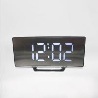 白灯+3节7号电池 爆款曲面闹钟多功能大屏幕LED电子钟镜子面时尚钟