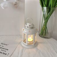 小号星星灯白色+10个茶蜡 ins梦幻镂空星星灯铁艺蜡烛台手提风灯少女系烛台摆件家居装饰品