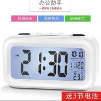 13cm亮白 闹钟学生用静音卧室床头夜光小电子表智能时钟多功能闹铃高中超