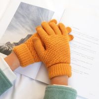 橘黄色/全指手套/带触摸屏 半指猫爪毛绒手套学生少女韩版可爱女士冬季加厚保暖时尚学习手帽