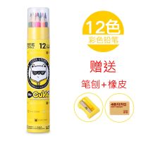 真彩12色筒装(送卷笔刀+橡皮) 真彩48色水溶性彩铅36色儿童可擦彩色铅笔绘图填色涂鸦油性彩铅笔