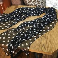 黑底白点 春秋夏乔其纱丝巾波点墨绿圆点女纱巾防晒丝巾围巾水玉大点长款