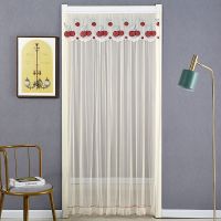 樱桃红 90*180cm 布艺门帘防蚊纱门帘卧室蕾丝加密帘隔断简易门帘客厅装饰