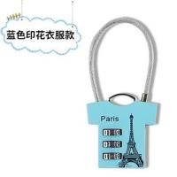 蓝色印花衣服款 密码锁挂锁行李箱拉杆健身房迷你钢丝绳箱包锁旅行箱行李锁