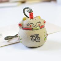 福 创意陶瓷招财猫铃铛风铃挂件家具装饰工艺品汽车挂饰