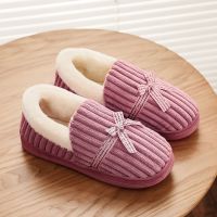 38-39(适合37-38) 皮红-小毛条拖鞋 秋冬季保暖家居包跟厚底防滑室内棉拖鞋女毛毛月子鞋学生棉鞋加绒