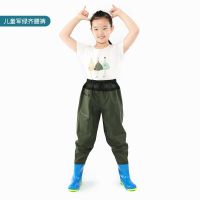 儿童军绿色齐腰裤 25码/31(鞋内长16.5cm) 儿童玩水连体下水裤幼儿园防水衣服赶海小孩雨鞋男女抓鱼雨裤沙滩