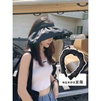 发箍式-高级黑 均码56-58CM 黑胶防晒帽女防紫外线遮阳帽遮脸空顶太阳帽子女夏季贝壳帽扎马尾