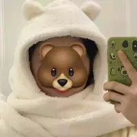 小熊一体帽子奶白色 均码 jennie同款小熊护耳朵帽子女冬季冬天加厚毛绒围巾一体保暖帽学生