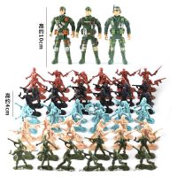 I款-10cm人偶3个+小兵60个 儿童军事玩具军人模型坦克飞机战车战争士兵人偶场景拼装组合套装