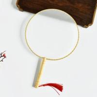 仿真丝柏木(买5送1) 空白团扇绘画刺绣长柄DIY材料汉服中国风古典圆扇中国风宫扇舞蹈